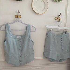 Light Blue Sleeveless Top and Shorts Set